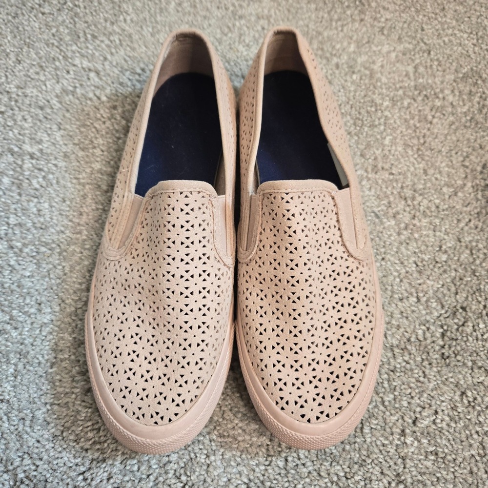 Sperry Crest Vibe‎ Perforated Slip On Sneakers Pink Rose Womens 9.5